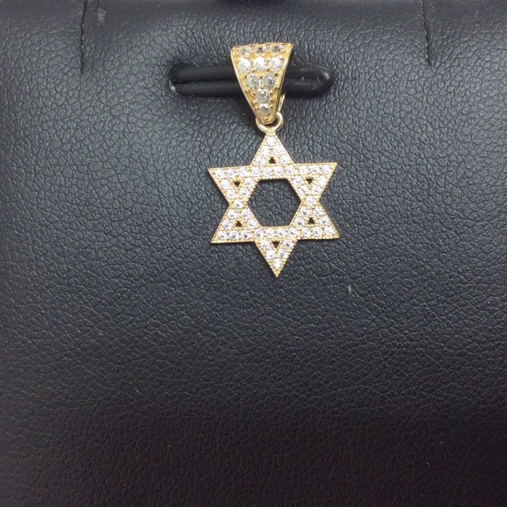 Mens Ladies 10k Yellow Real Gold Star Of David Cz Charm Pendant 90gr 345$
